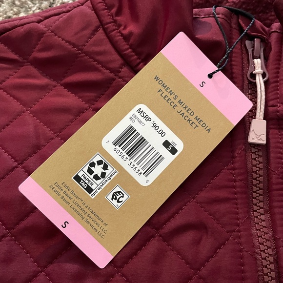 Eddie Bauer Women's Mixed Media Red Fleece Jacket Size Small - Picture 3 of 12
